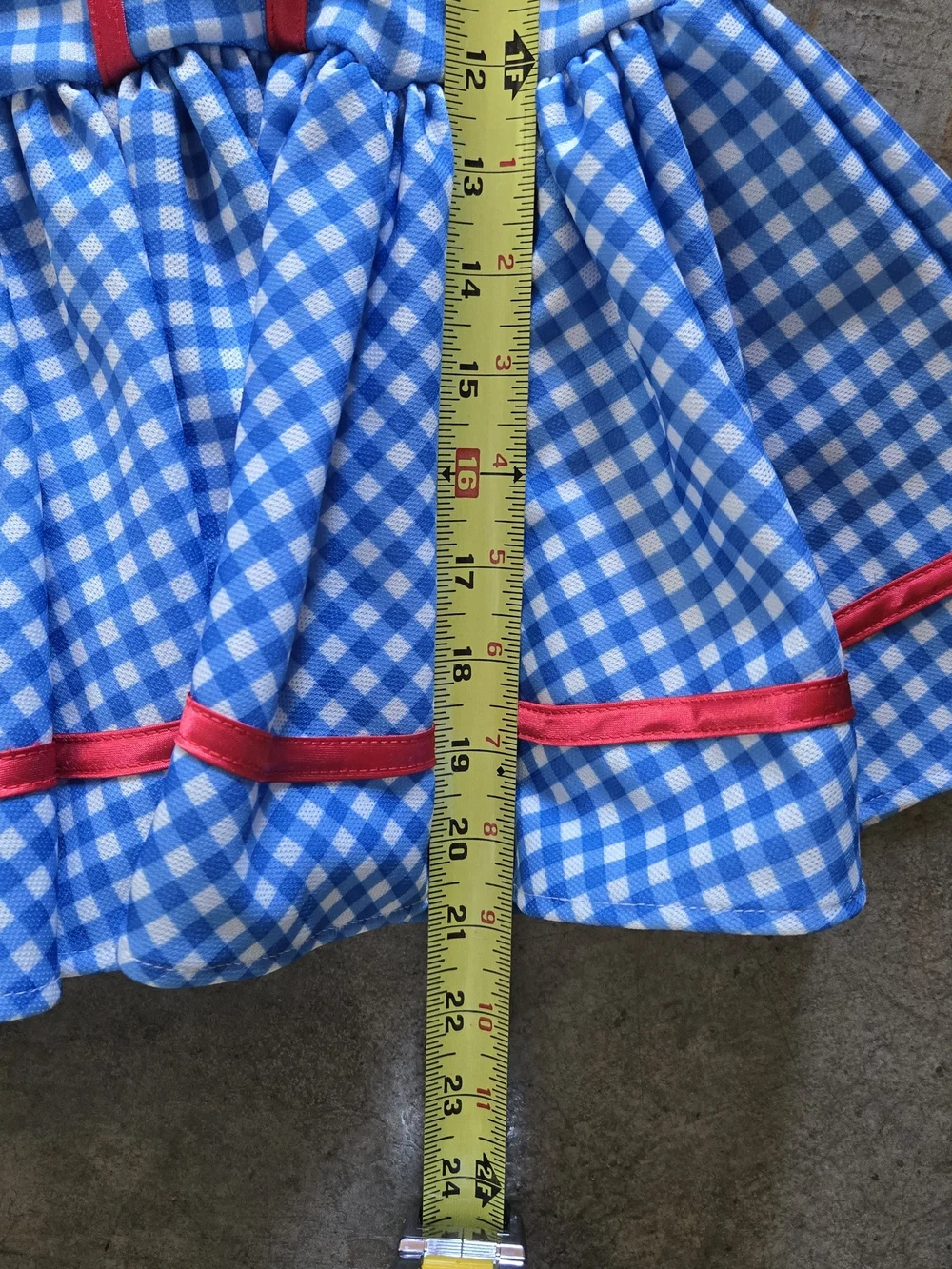 Vintage Girls Dorothy Gingham Kids Costume Dress with Red Accents 4T